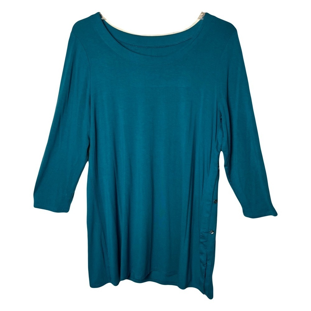 TravelSmith | Teal Jewel Neck Tunic Top, Large
